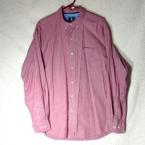 Mens XL Izod faded red casual button down shirt with double button cuffs.